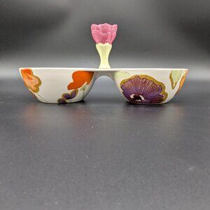 Lenox Floral Fusion 2 Part Condiment Server With Handle Has Original Tag Pink